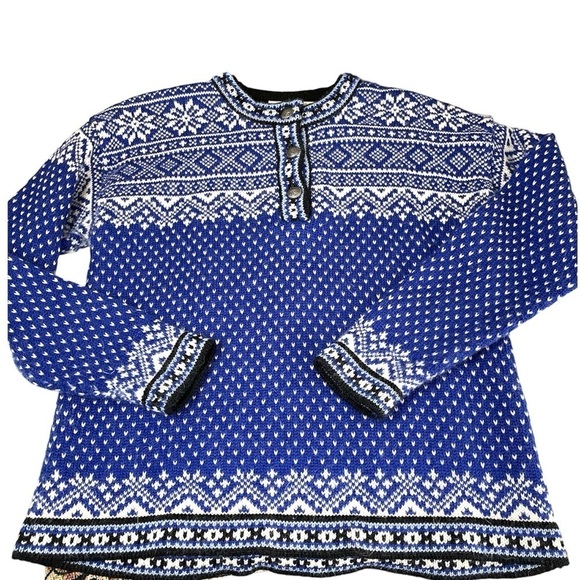 Vintage L.L. Bean FairIsle Nordic Birdseye Wool Sweater - Picture 12 of 13